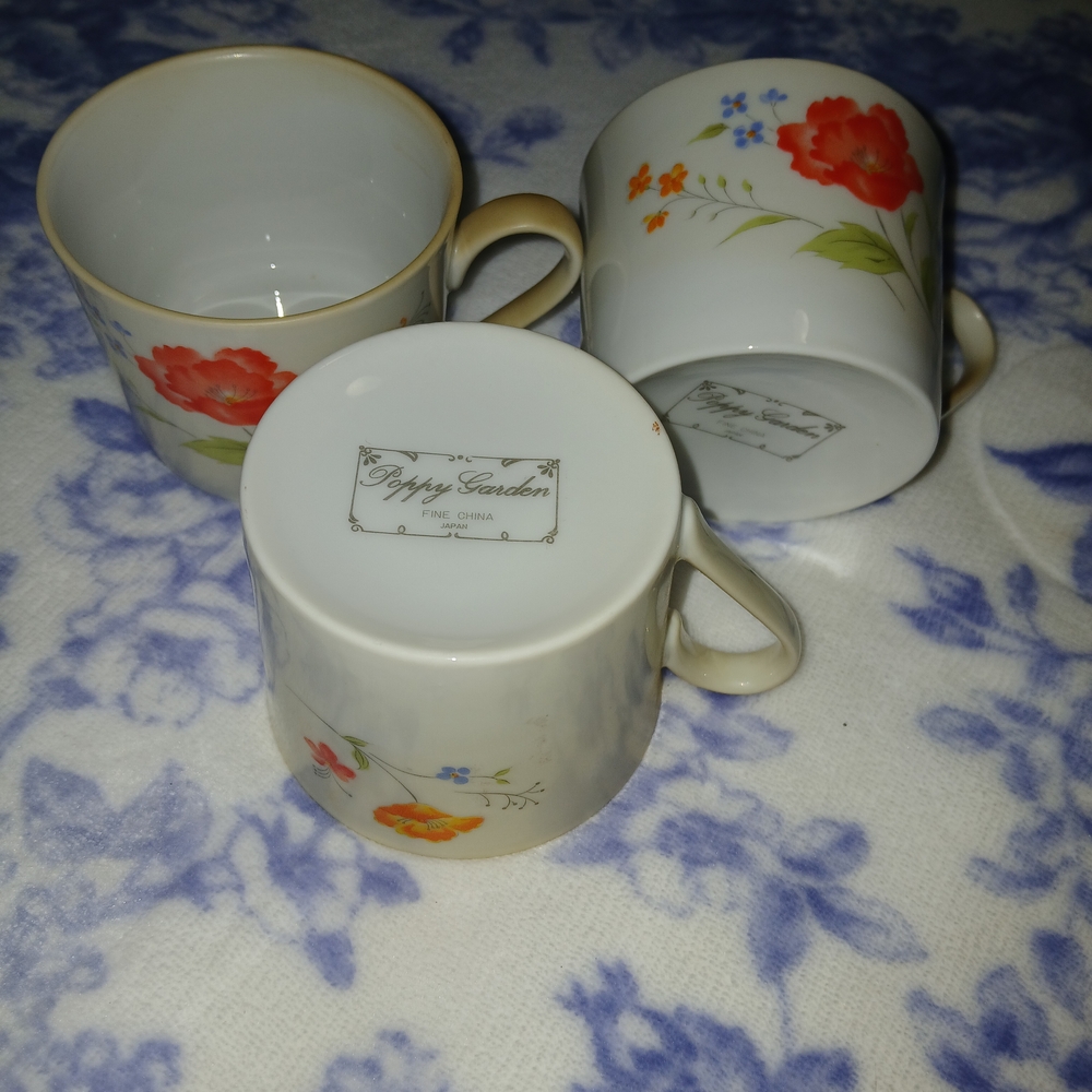 Floral China Mug Set - Red and Orange
